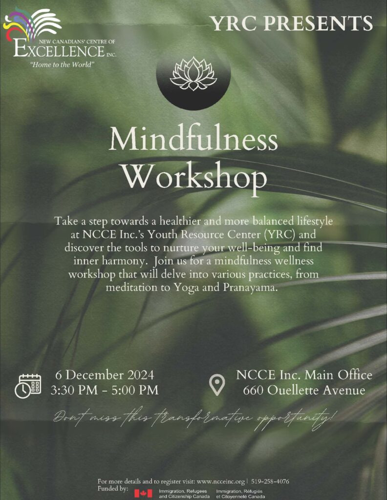 Mindfulness Workshop @ NCCE Inc. - Main Branch | Windsor | Ontario | Canada