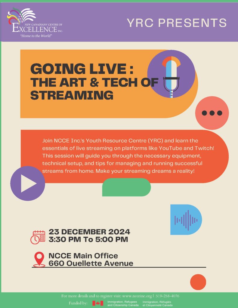 Going Live: The Art and Tech of Streaming @ NCCE Inc. - Main Branch | Windsor | Ontario | Canada