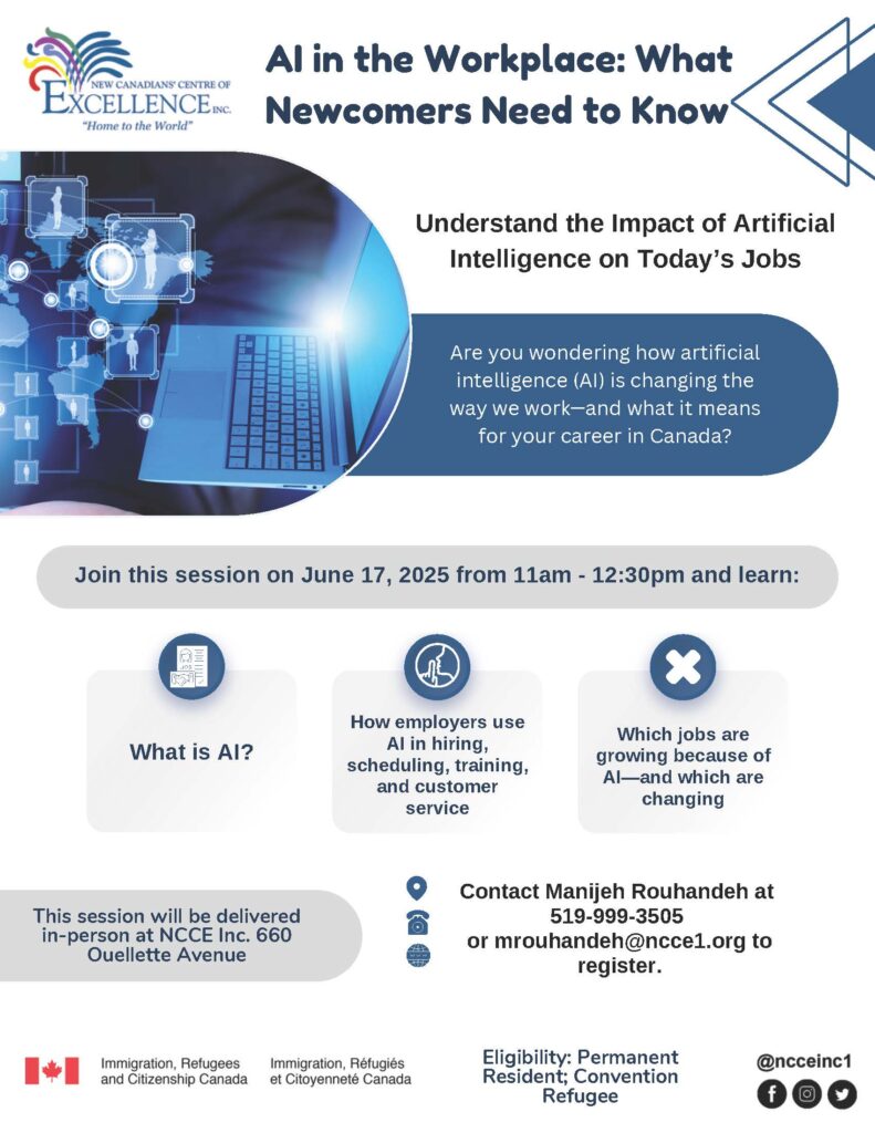 AI in the Workplace: What Newcomers Need to Know @ NCCE Inc. - Main Branch | Windsor | Ontario | Canada