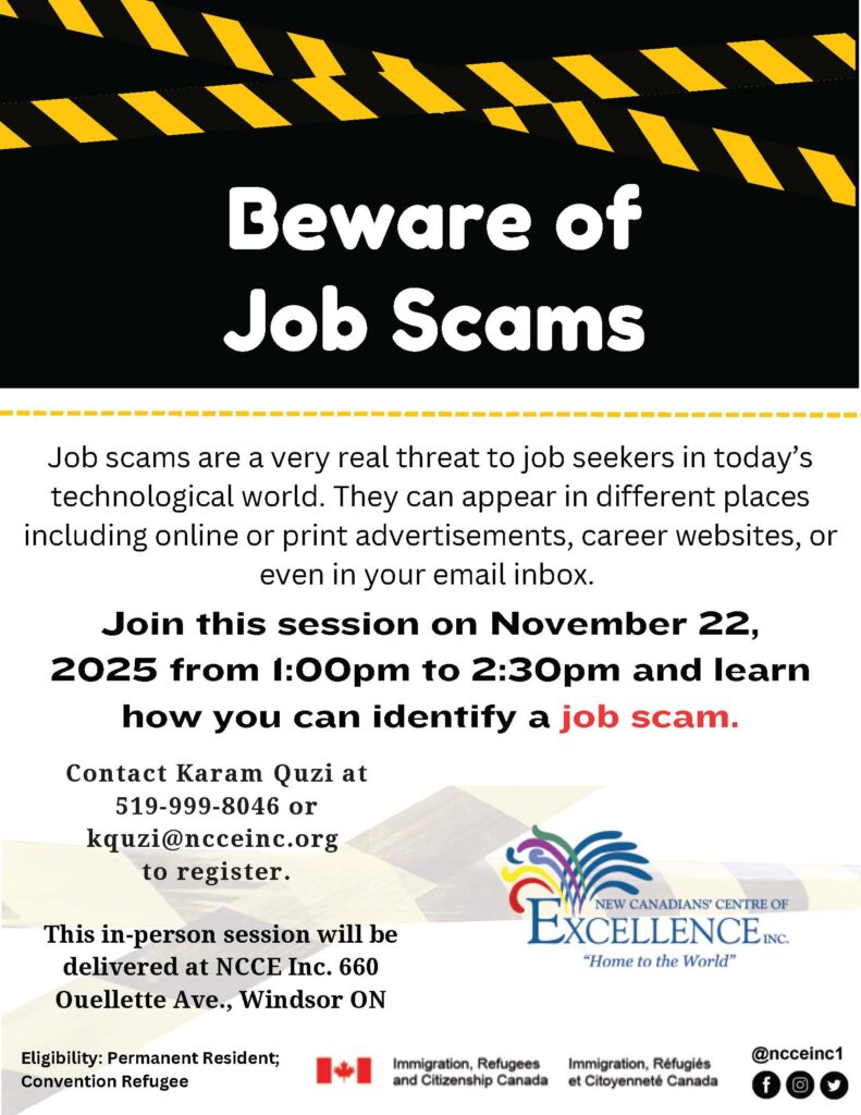 Beware of Job Scams @ NCCE Inc. - Main Branch | Windsor | Ontario | Canada