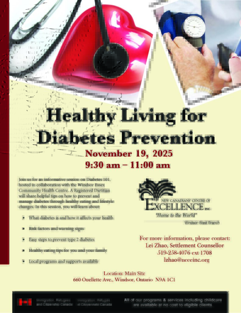 Healthy Living for Diabetes Prevention @ NCCE Inc. - Main Branch | Windsor | Ontario | Canada