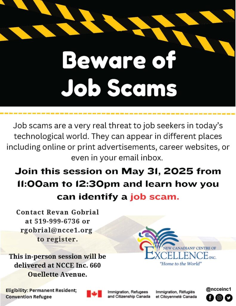 Beware of Job Scams @ NCCE Inc. - Main Branch | Windsor | Ontario | Canada