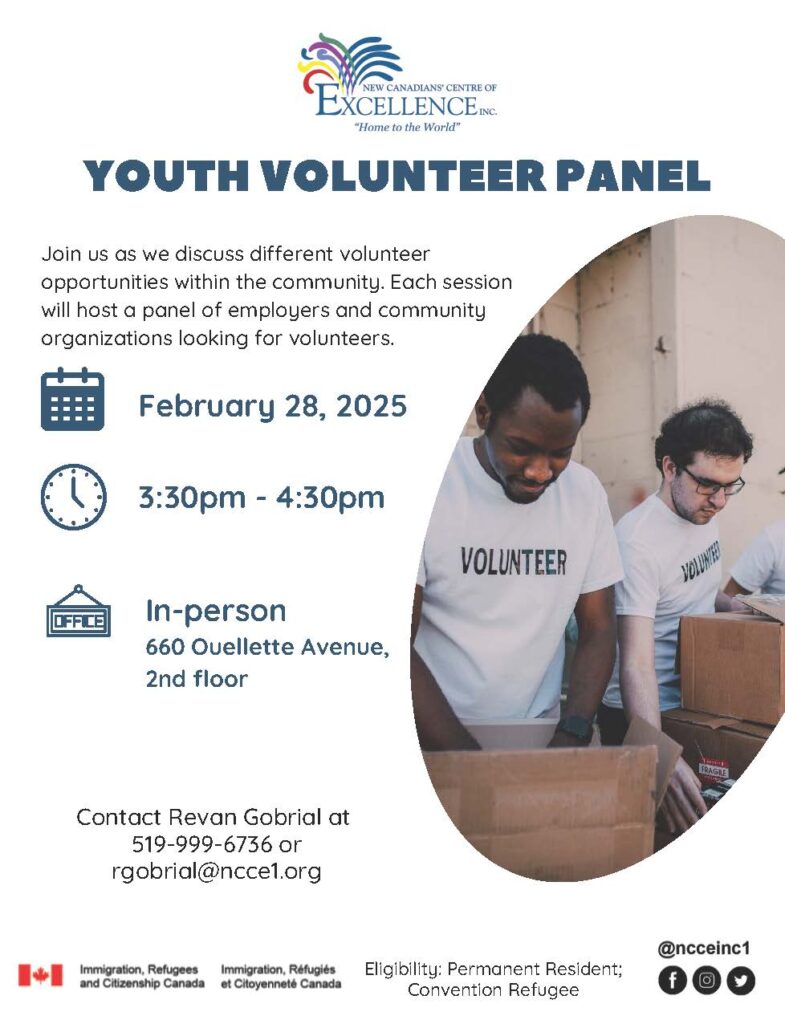 Youth Volunteer Panel @ NCCE Inc. - Main Branch | Windsor | Ontario | Canada