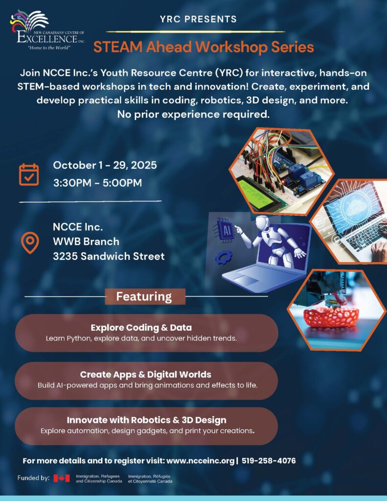 STEAM Ahead Workshop Series @ NCCE Inc. Windsor-WEST Branch | Windsor | Ontario | Canada