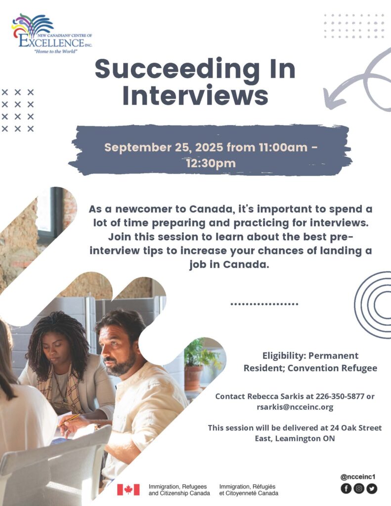 Succeeding In Interviews @ NCCE Inc. Leamington Branch | Leamington | Ontario | Canada