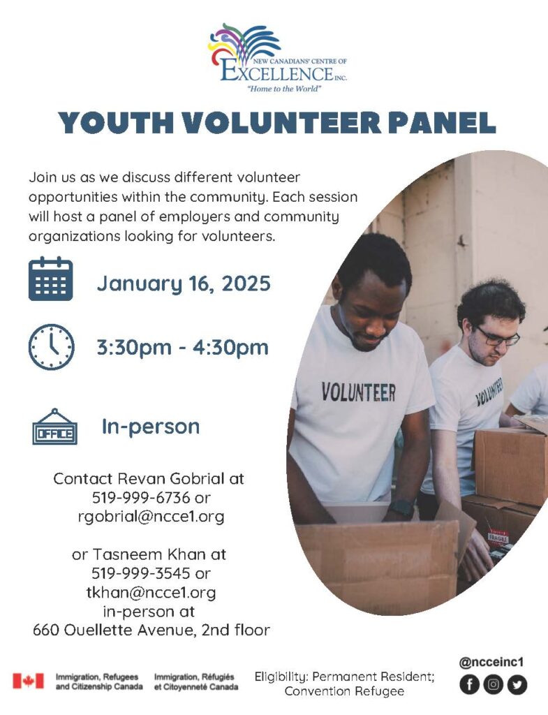 Youth Volunteer Panel @ NCCE Inc. - Main Branch | Windsor | Ontario | Canada